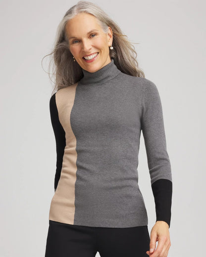 Chico's Signature | Ella Colorblock Intarsia Turtleneck Sweater