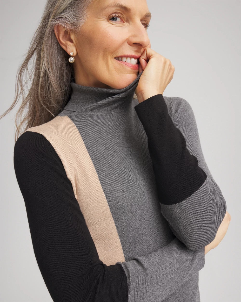 Chico's Signature | Ella Colorblock Intarsia Turtleneck Sweater