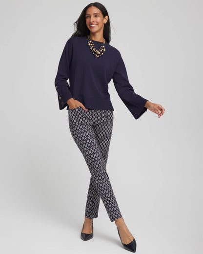 Chico's Deals | Button Sleeve Crewneck Pullover