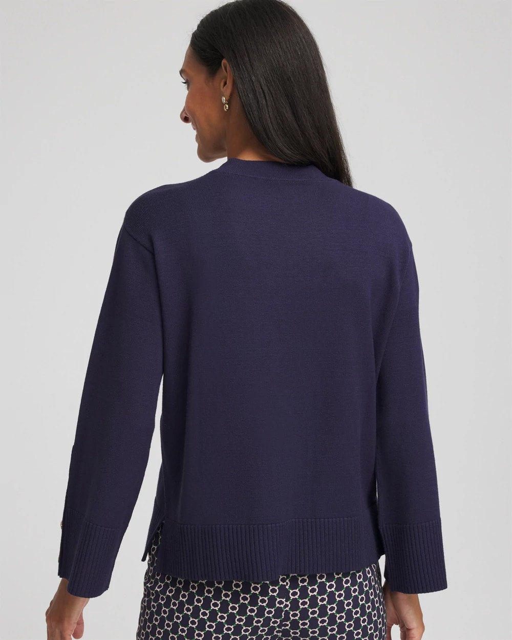 Chico's Deals | Button Sleeve Crewneck Pullover