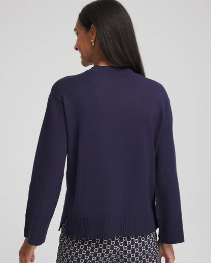Chico's Deals | Button Sleeve Crewneck Pullover