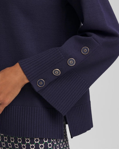 Chico's Deals | Button Sleeve Crewneck Pullover