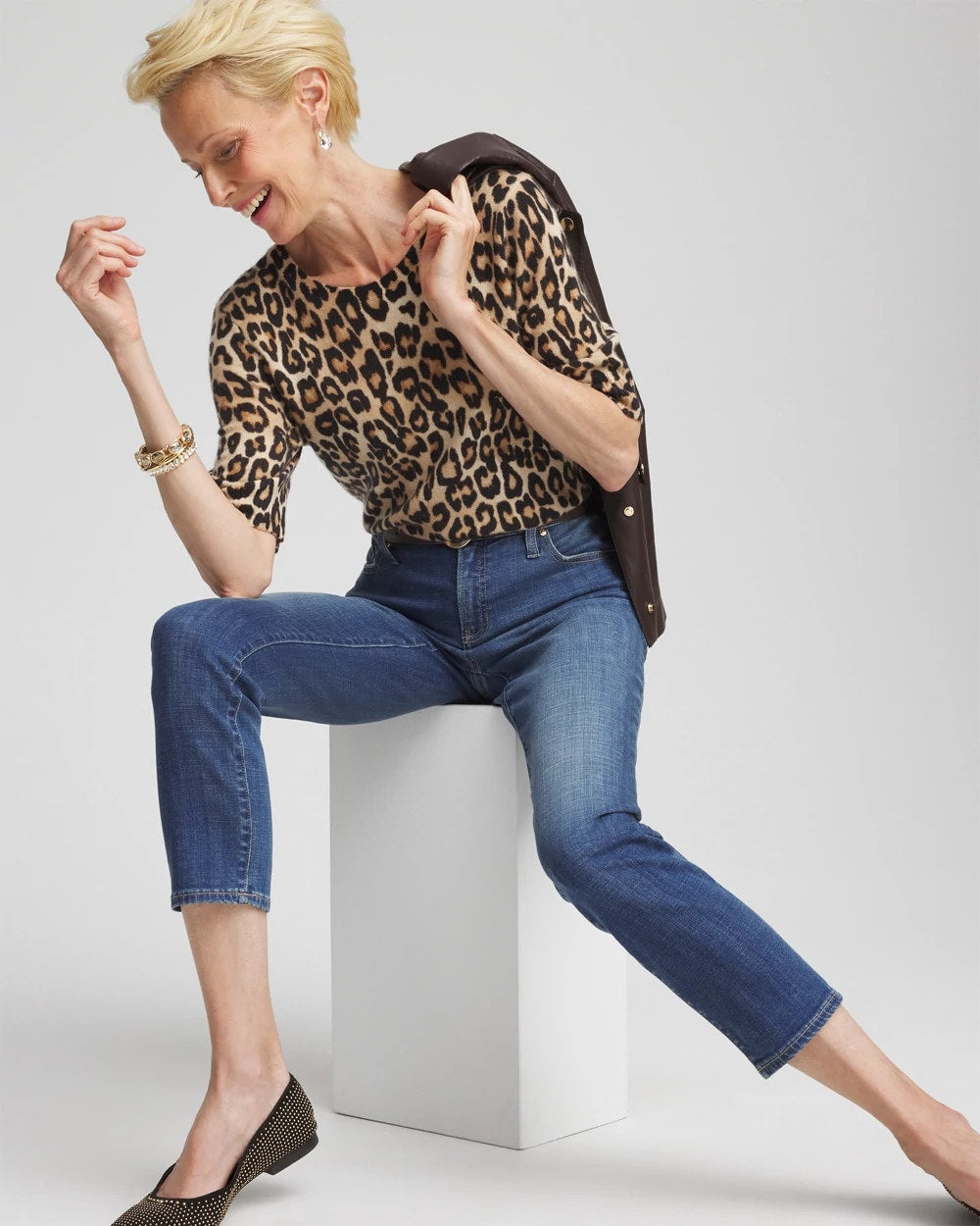Chico's Trending | Cashmere Animal Elbow-Sleeve Pullover