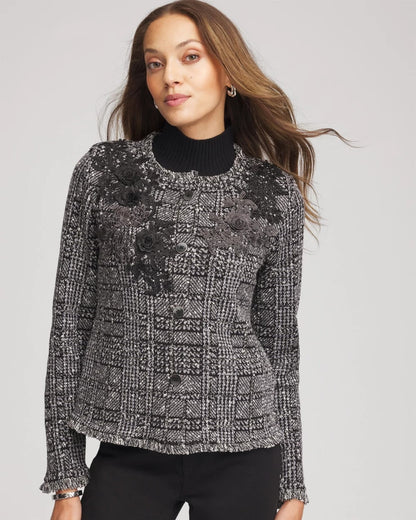 Chico's Customer Favorite | Embroidered Metallic Tweed Cardigan
