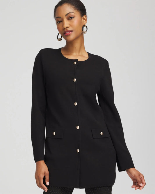 Chico's Discount | Button-Down Crewneck Coatigan