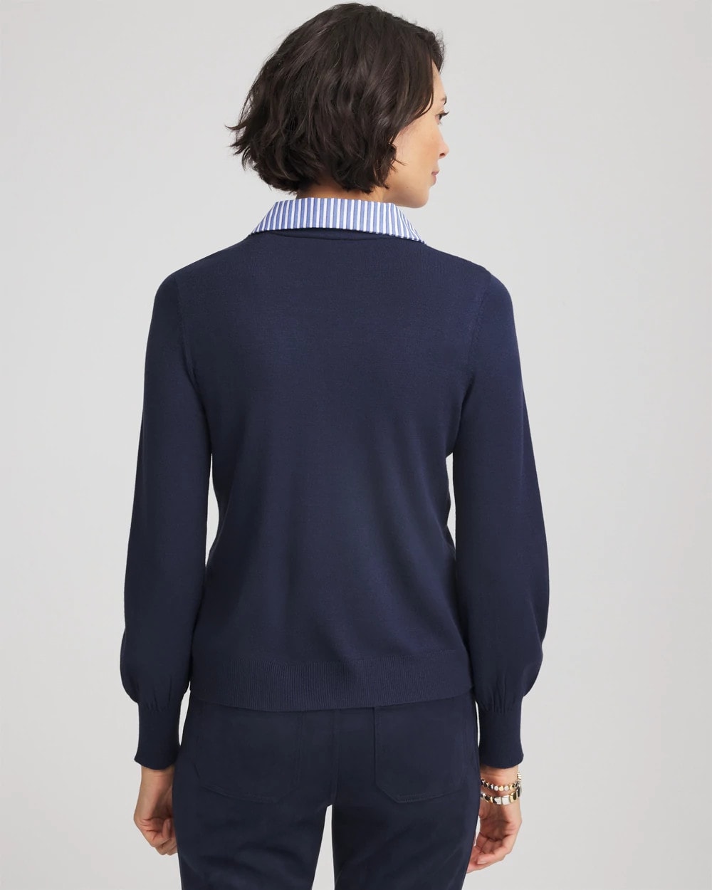 Chico's Latest | Striped Collared Cardigan Sweater