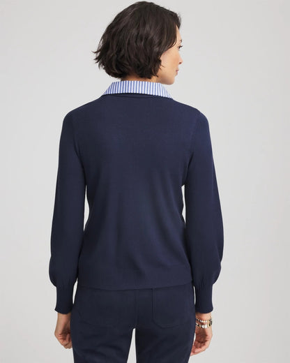 Chico's Latest | Striped Collared Cardigan Sweater