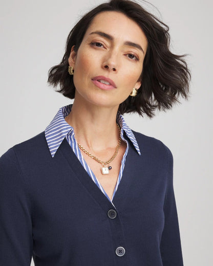 Chico's Latest | Striped Collared Cardigan Sweater