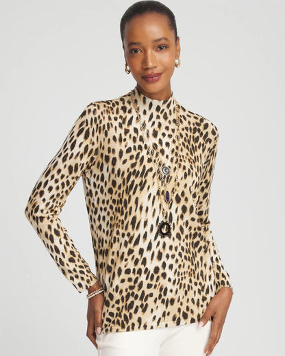 Chico's Quality | Ella Mockneck Animal-Print Pullover Sweater