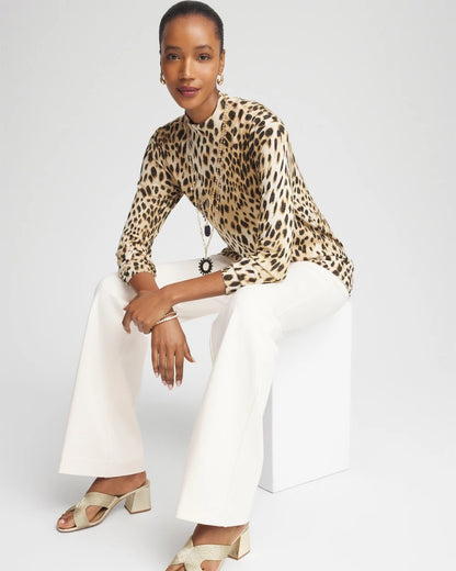 Chico's Quality | Ella Mockneck Animal-Print Pullover Sweater