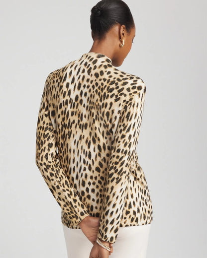 Chico's Quality | Ella Mockneck Animal-Print Pullover Sweater