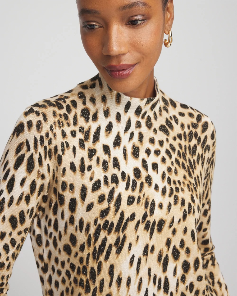 Chico's Quality | Ella Mockneck Animal-Print Pullover Sweater