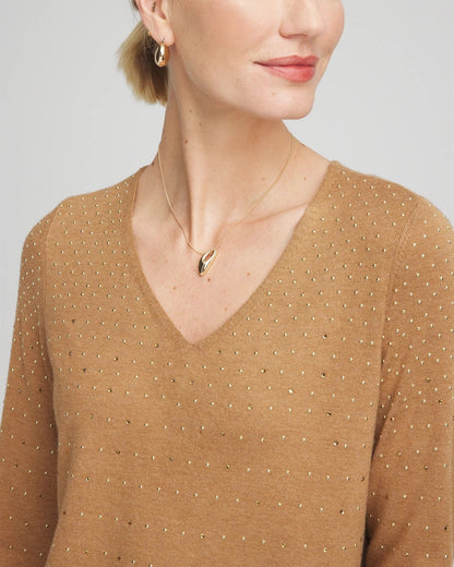 Chico's Great Value | Ella V-Neck Embellished Pullover Sweater