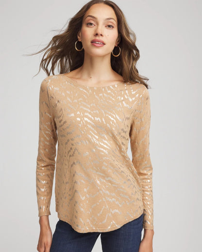 Chico's Special Offer | Ella Boatneck Foiled Pullover Sweater