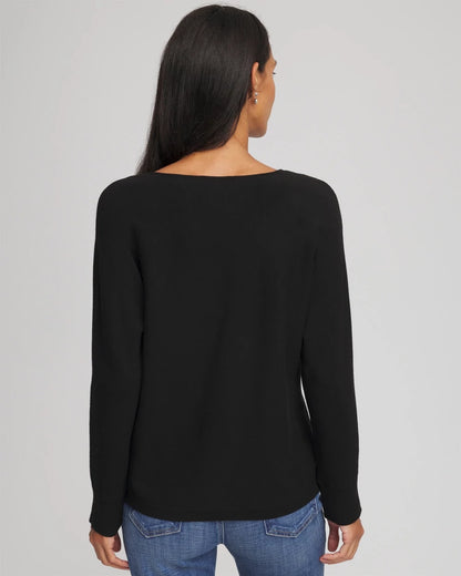 Chico's Classic | Floral Embellished Dolman V-Neck Pullover
