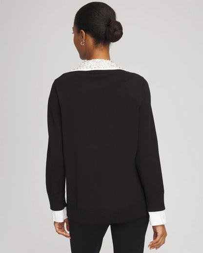 Chico's Great Value | Embellished Layered Collar Shirt Sweater