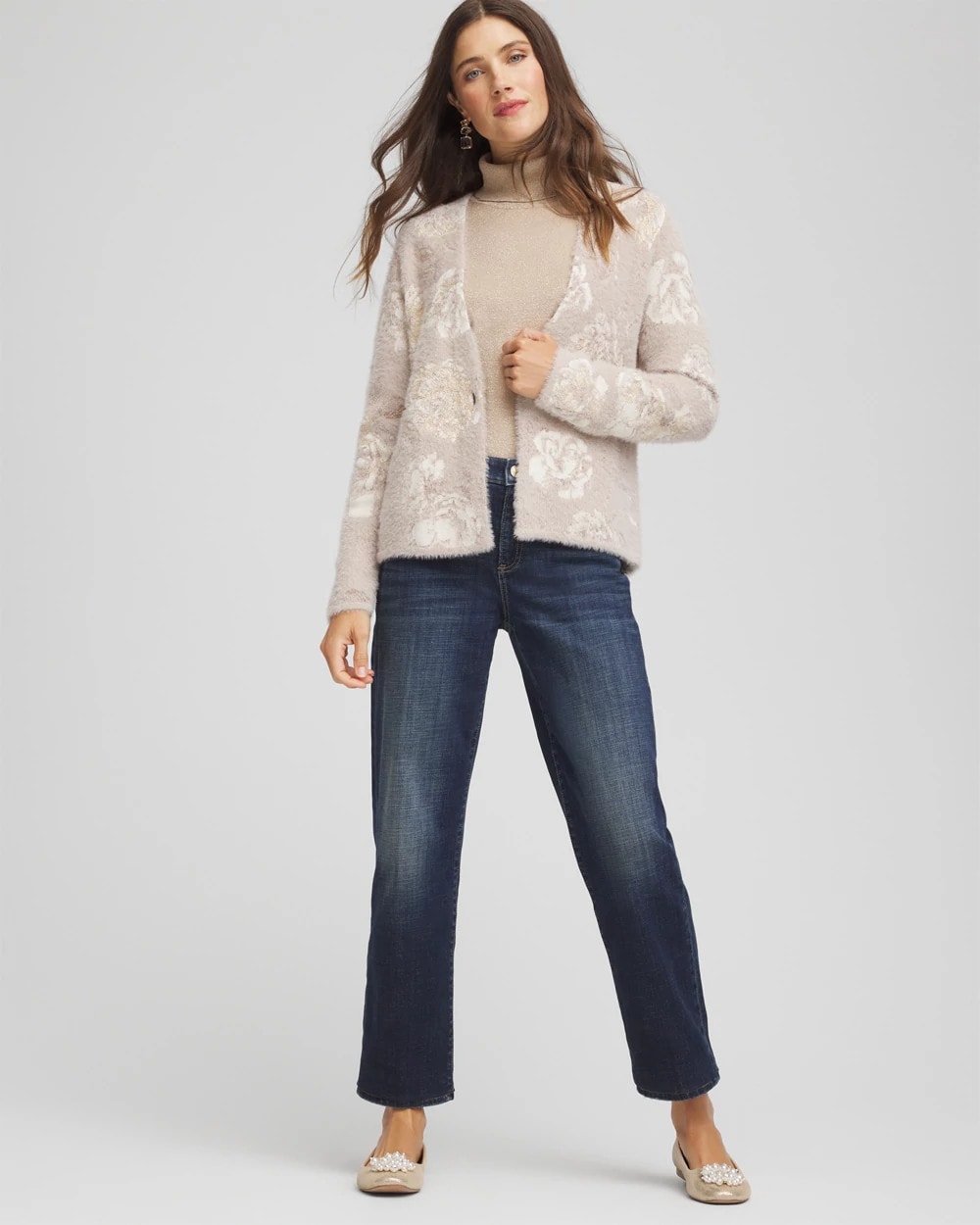 Chico's Trusted | Fuzzy Jacquard Boyfriend Cardigan