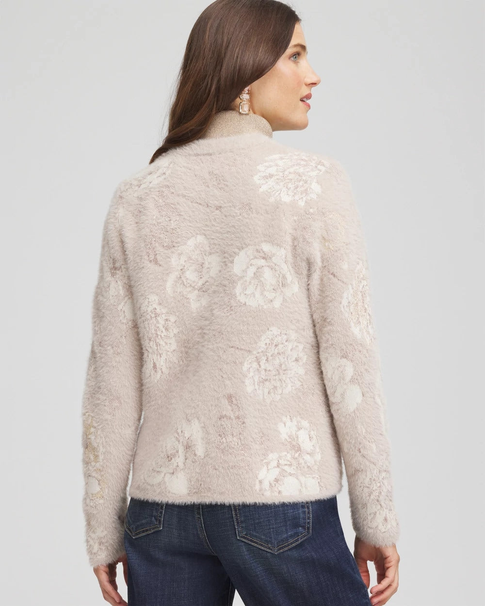 Chico's Trusted | Fuzzy Jacquard Boyfriend Cardigan