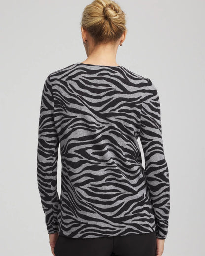 Chico's Sale | Cashmere Zebra Long-Sleeve Pullover Sweater
