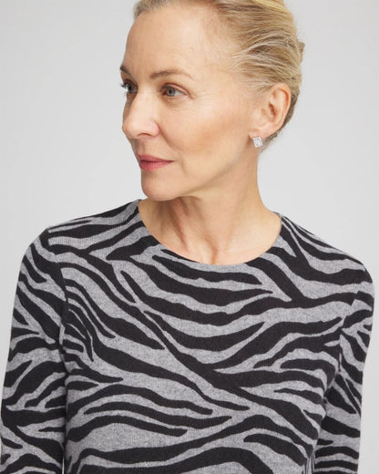Chico's Sale | Cashmere Zebra Long-Sleeve Pullover Sweater