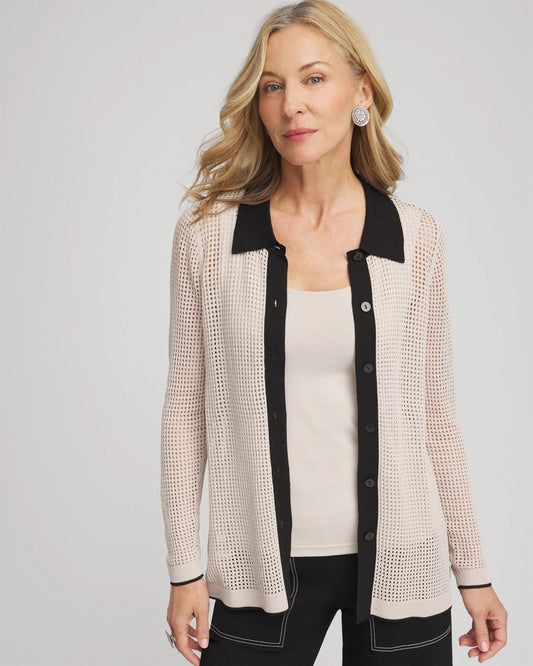 Chico's Everyday | Pointelle Polo Cardigan