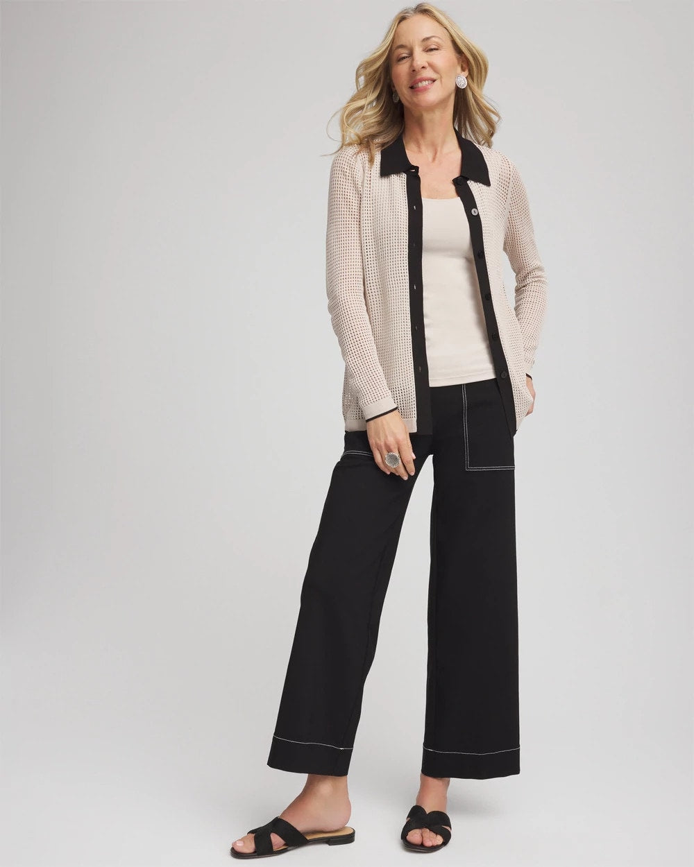 Chico's Everyday | Pointelle Polo Cardigan