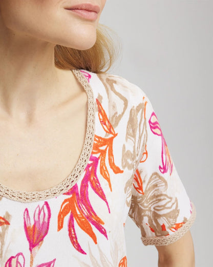 Chico's Top Pick | Floral Print Crochet-Trim Pullover Sweater