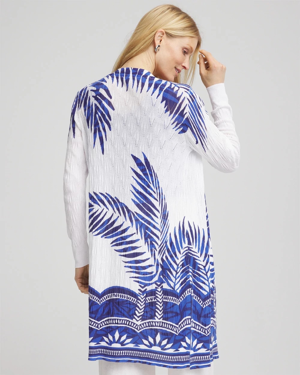 Chico's Exclusive | Island Motif Pointelle Long Cardigan