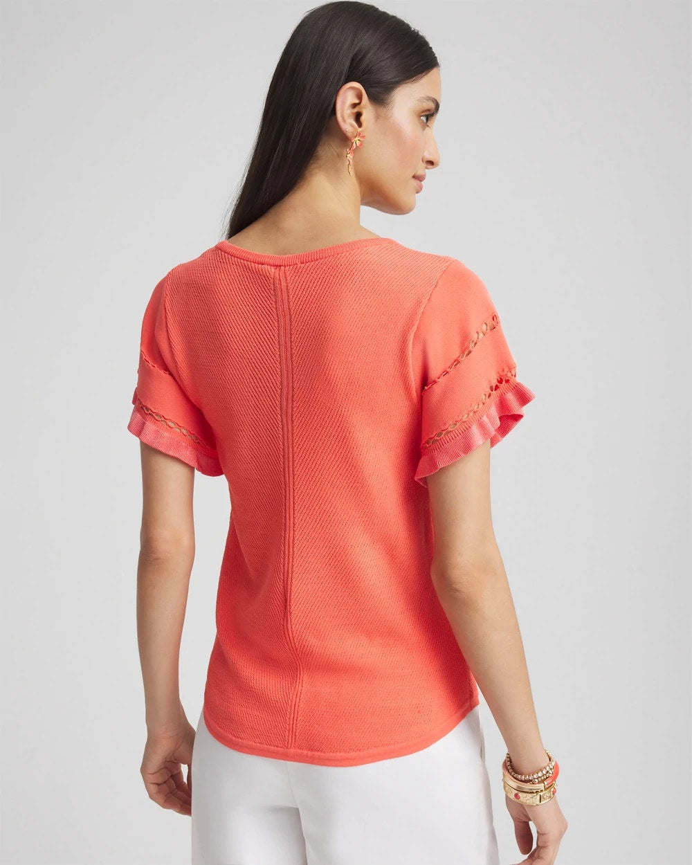 Chico's Exclusive | Cutout Short-Sleeved Pullover Sweater