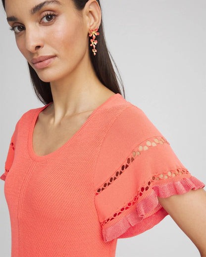 Chico's Exclusive | Cutout Short-Sleeved Pullover Sweater