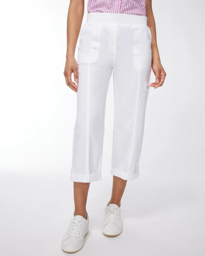 Chico's Hot Sale | Alabaster Poplin Cropped Roll Tab Pants