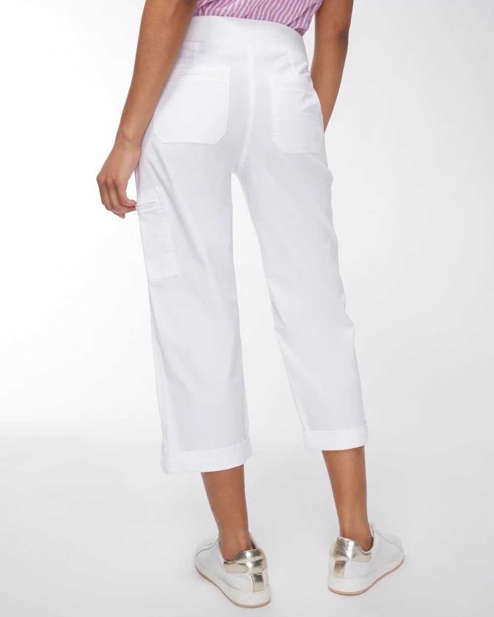 Chico's Hot Sale | Alabaster Poplin Cropped Roll Tab Pants
