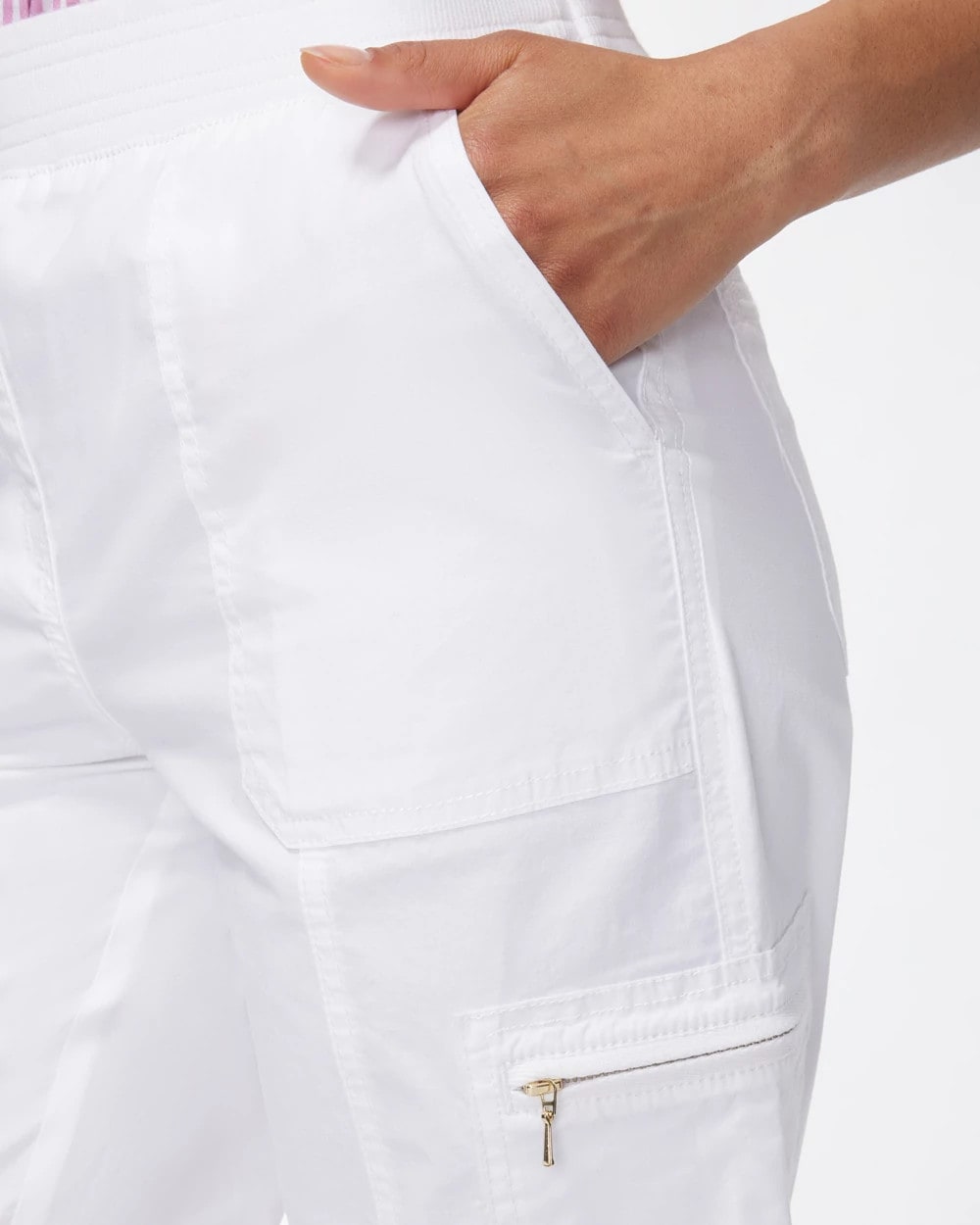 Chico's Hot Sale | Alabaster Poplin Cropped Roll Tab Pants