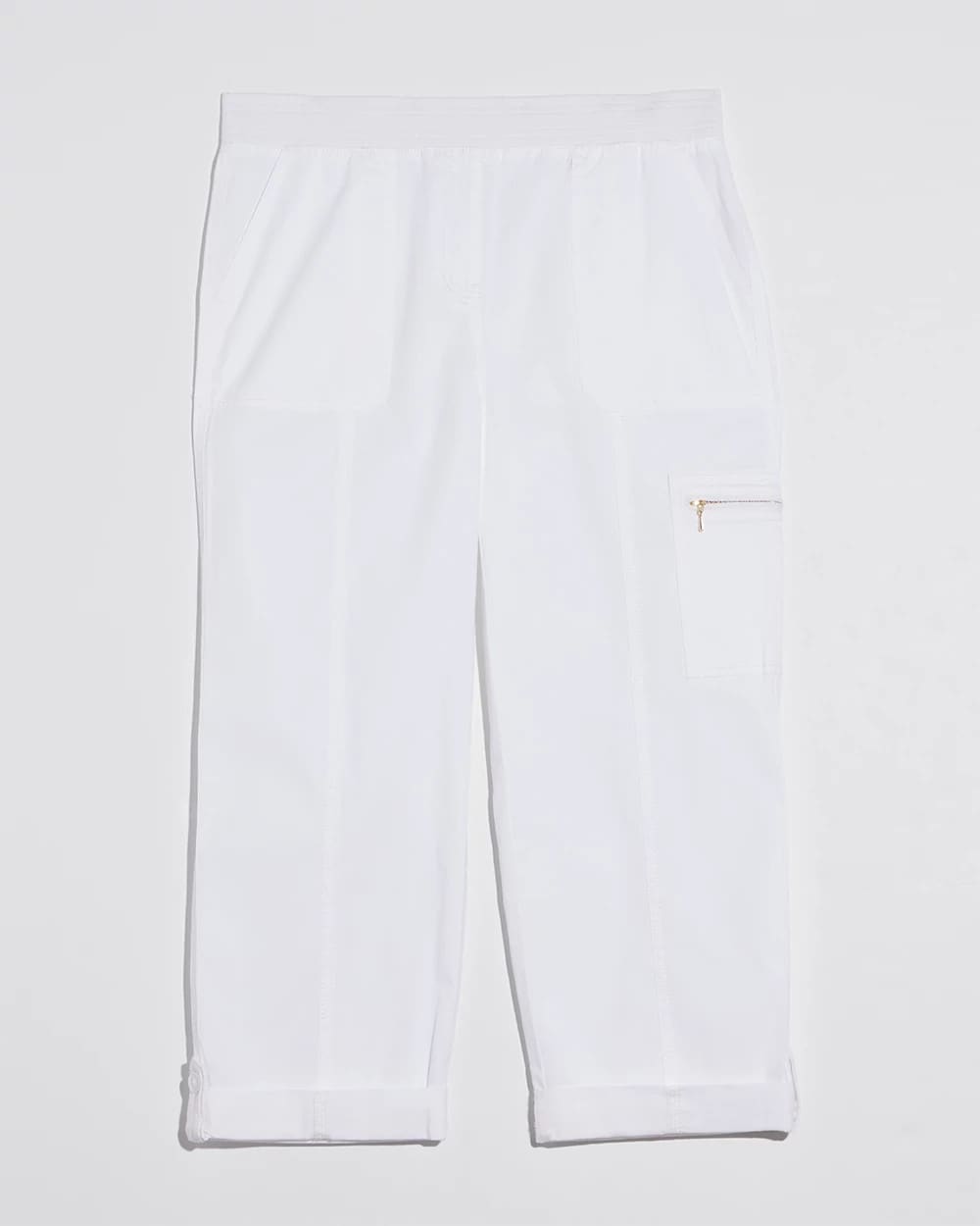 Chico's Hot Sale | Alabaster Poplin Cropped Roll Tab Pants