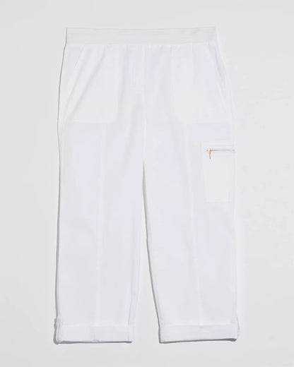 Chico's Hot Sale | Alabaster Poplin Cropped Roll Tab Pants