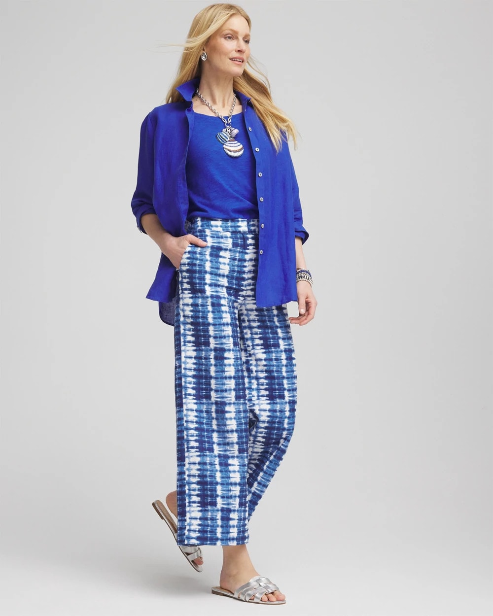 Chico's Premium | Tie-Dye Linen Cropped Pants