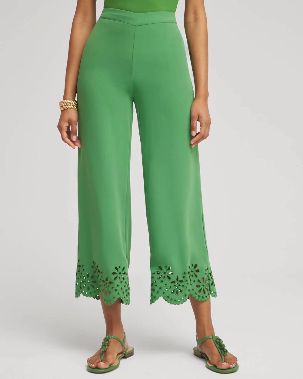 Chico's Exclusive | Petite Satin Eyelet Hem Culottes