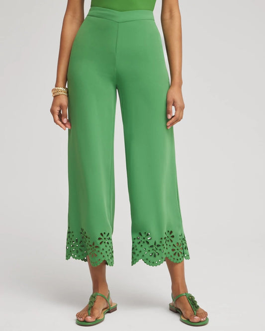 Chico's Exclusive | Petite Satin Eyelet Hem Culottes