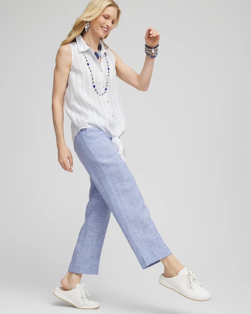 Chico's Classic | Linen Pull On Waist Cropped Pants