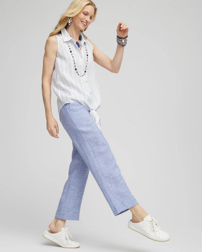 Chico's Classic | Linen Pull On Waist Cropped Pants