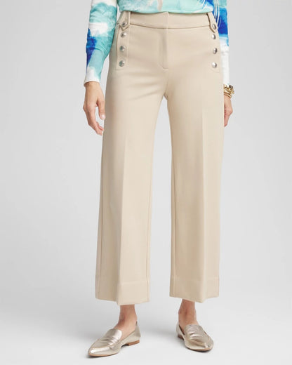 Chico's Popular | Button Knit Twill Cropped Pants