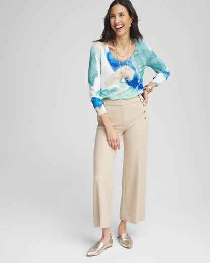 Chico's Popular | Button Knit Twill Cropped Pants