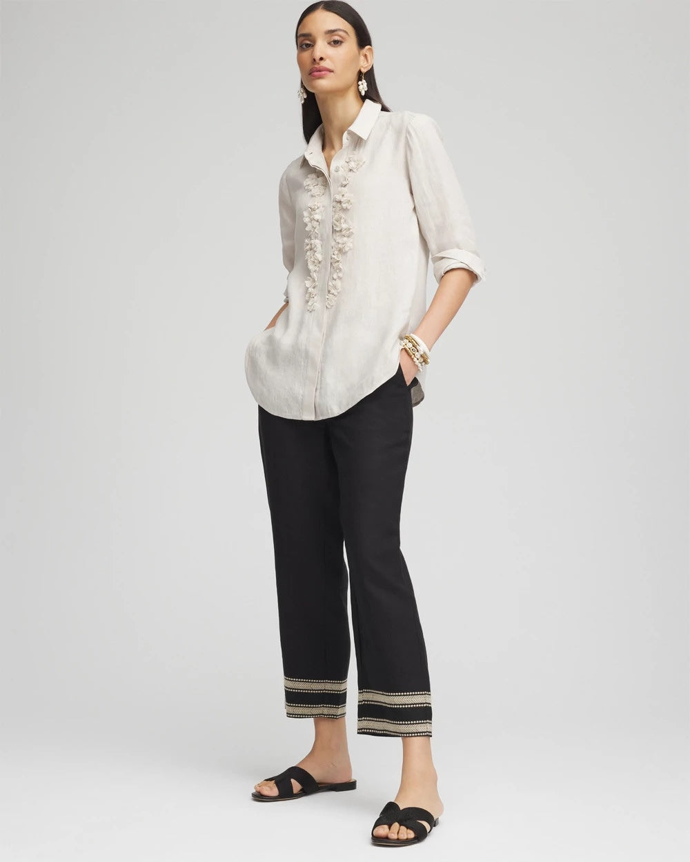 Chico's Special Offer | Linen Elastic Waist Cropped Pants