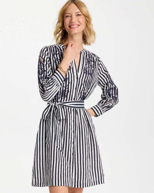 Chico's Trusted | Embroidered Striped Dress