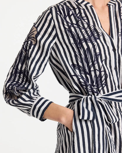 Chico's Trusted | Embroidered Striped Dress