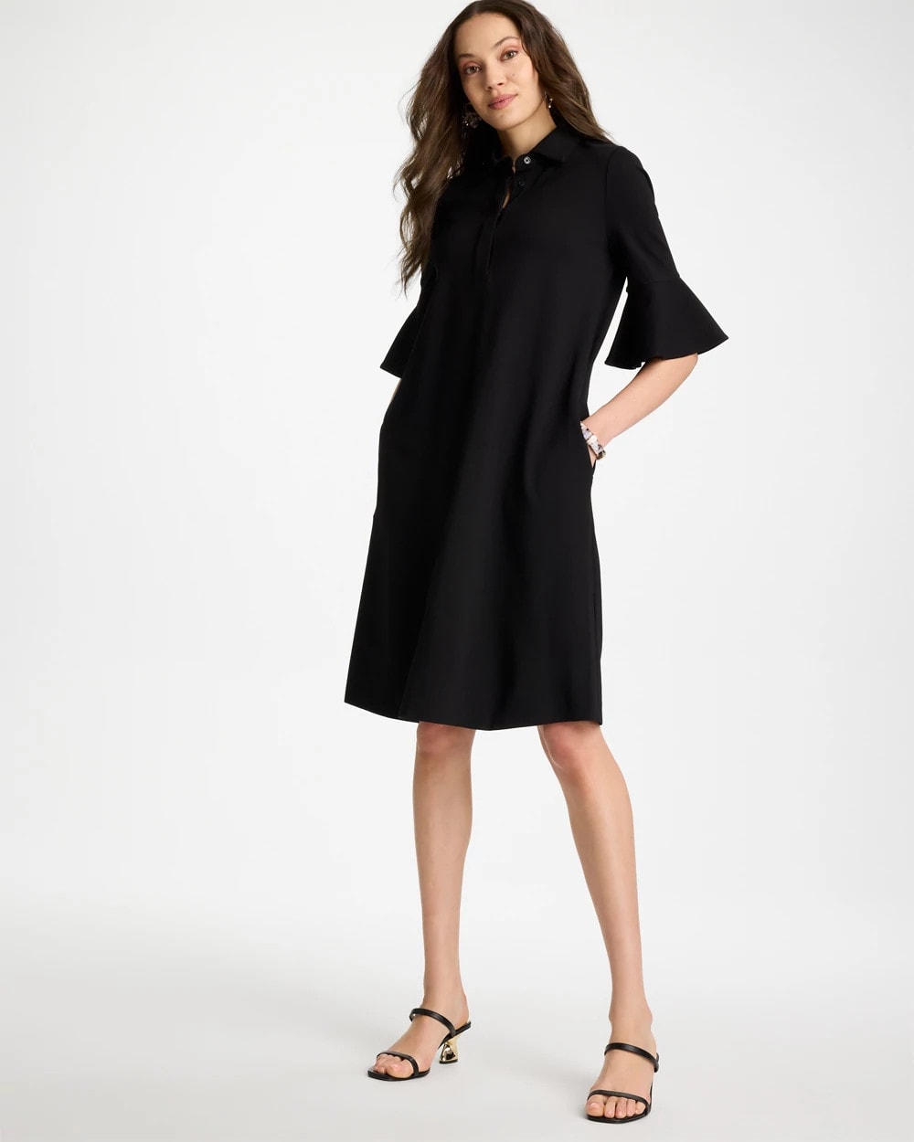 Chico's Latest | Knit Flounce Sleeve Dress