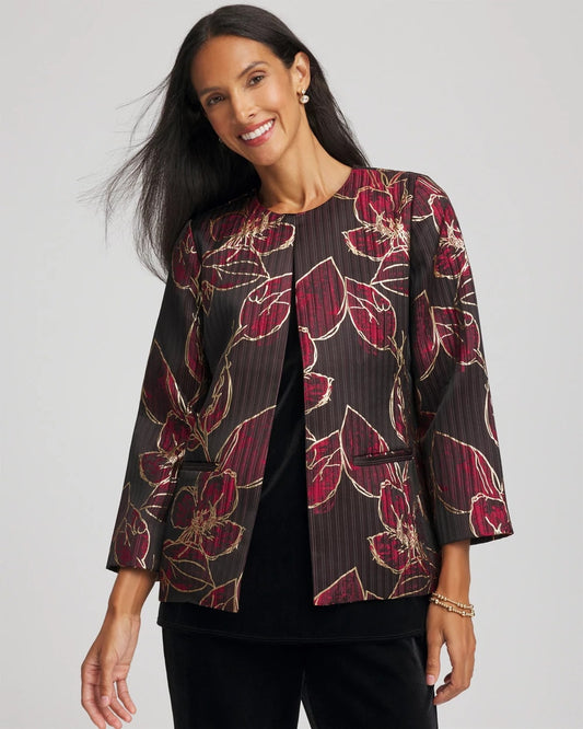 Chico's Everyday | Travelers™ Collection Jacquard Foiled Floral Jacket