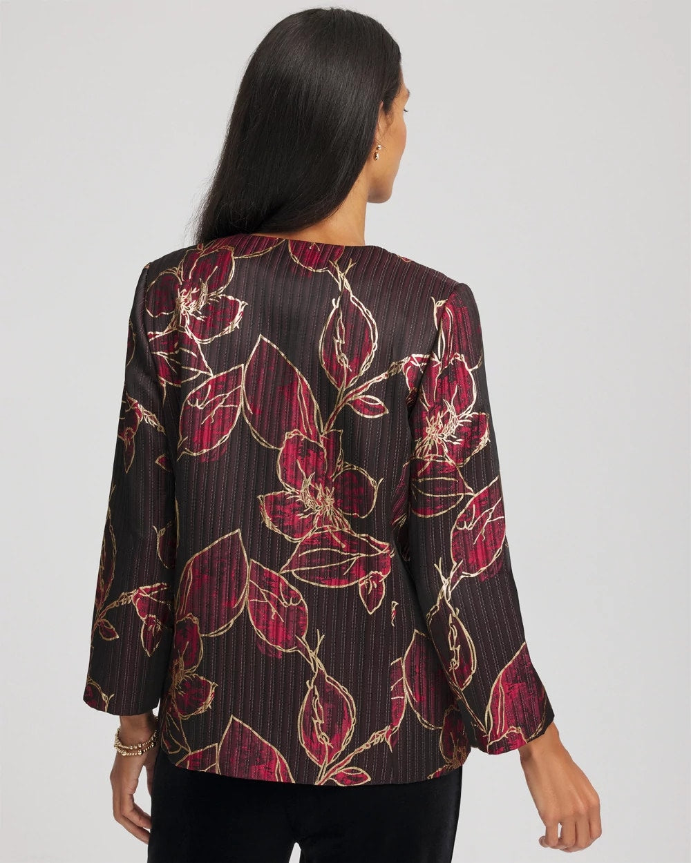 Chico's Everyday | Travelers™ Collection Jacquard Foiled Floral Jacket