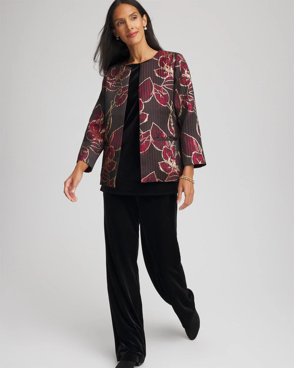 Chico's Everyday | Travelers™ Collection Jacquard Foiled Floral Jacket