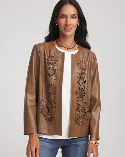 Chico's Customer Favorite | Floral Cutwork Faux Leather Jacket